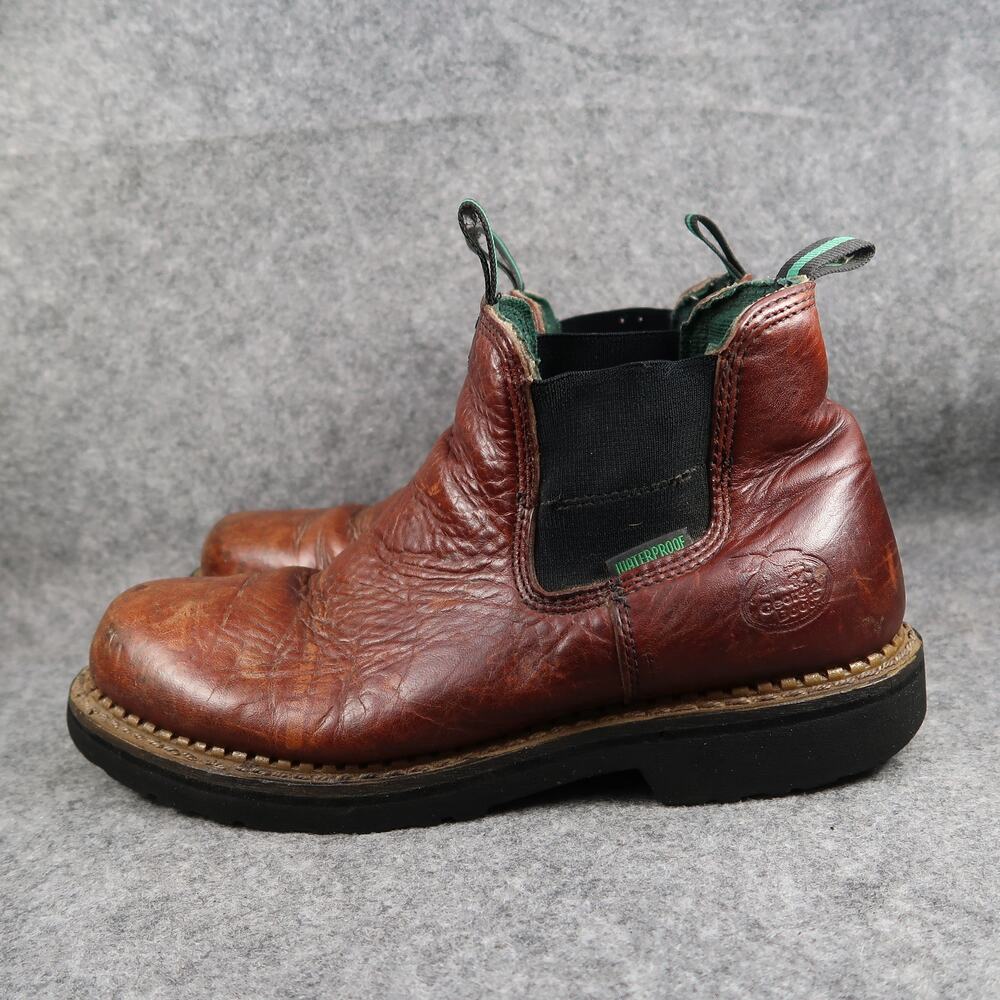 Georgia Giant Shoes Mens 10.5 Romeo Boots Pull On Waterproof Leather Brown Work - Picture 5 of 15
